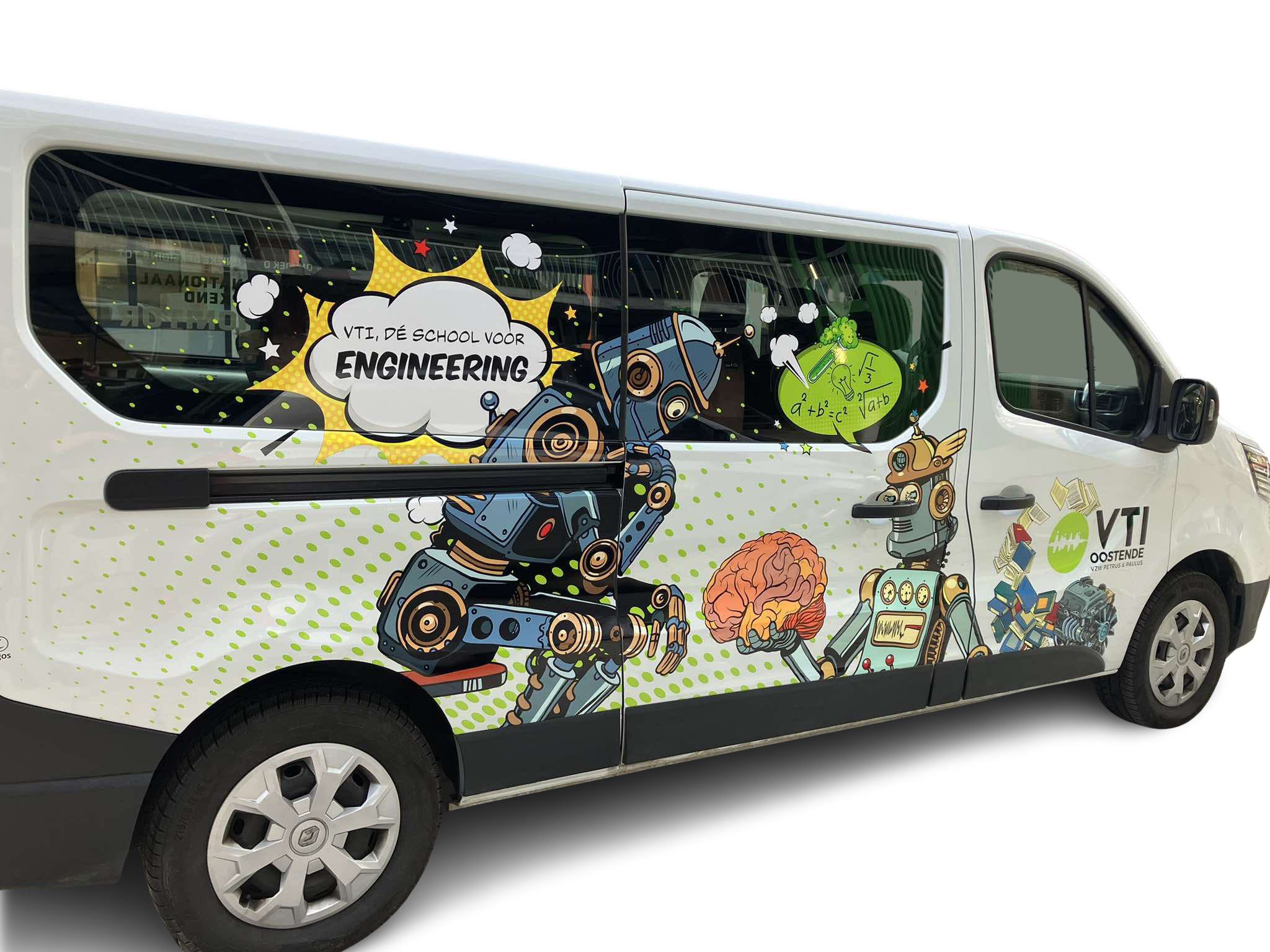 Bestelwagen school in het nieuw